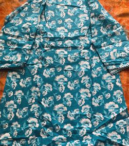 Turquoise Floral 3 pice chudidar Set
