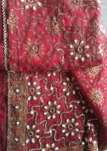 stunning pearl work saree