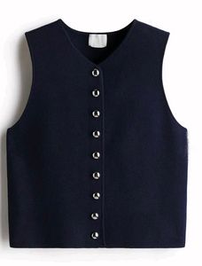 Navy Button-Down Vest