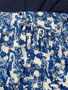 Blue &amp; White Floral Print Midi Dress