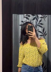 Yellow Floral Off-Shoulder Top from Hong Kong