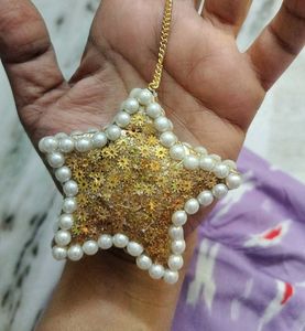 Star Keychain With Pearls & Gold Accents