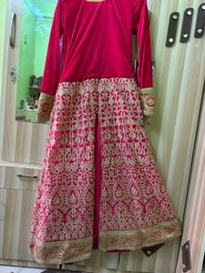 Elegant Pink Velvet Embroidered Suit