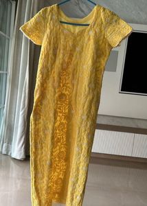 Yellow Embroidered Kurti Dress