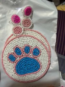 Cute Paw Print Beaded Earrings