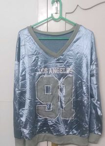 Light Blue "Los Angeles 91" Velour Top