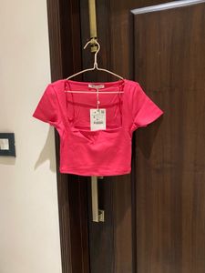 Vibrant Pink Square Neck Top