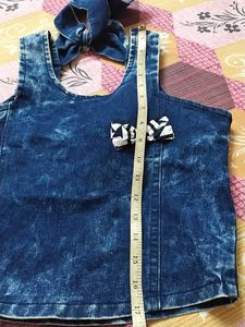 Cute Denim Jacket With Geometric Top