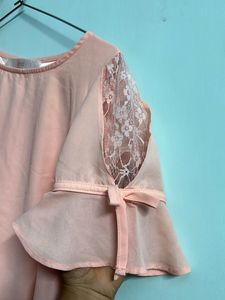 New Peach Lace Sleeve Top