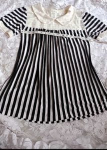 Striped Lace Collar Top