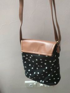 Kleio Brown Black Polka Dots Sling Bag