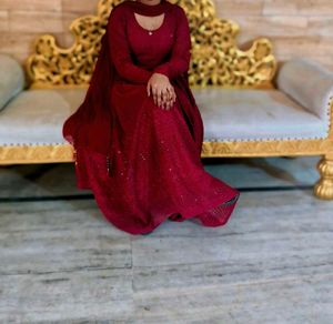 Maroon Embroidered Kurta Set