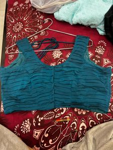 Elegant Teal Pleated Saree