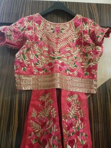 Embroidered Dark Pink Long Blouse with