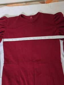Maroon Puff Sleeve Jumpsuit for Girls
