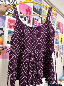 Purple Ethnic  Print Kurti Top