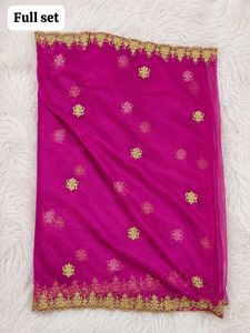 Stunning Pink &amp; Gold Embroidered wedding gown