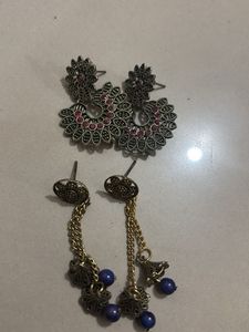 Boho Oxidised Jhumka Earrings