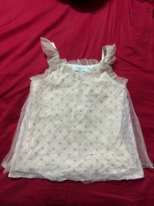 Sheer Embellished Ruffle Top