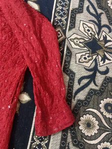 red colour long top