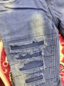 Distressed Blue Denim Shorts