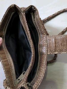Stylish Brown Textured Handbag