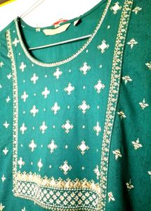 Emerald Green Embroidered Kurti
