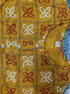 Yellow Bandhani Print Kurta