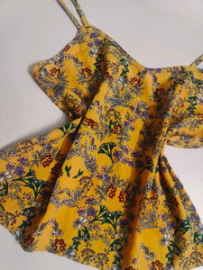 Yellow Floral Print Cropped Tank Top