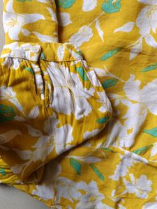 Sunny Yellow Floral Print Button-Up Top
