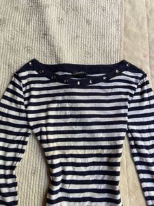 y2k stripped fitted stud top