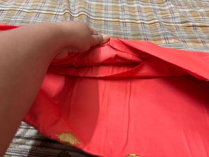 Orange Embroidered Dress Material