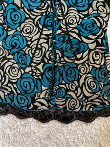 retro Stylish Floral Print Top with Sheer Sleeves