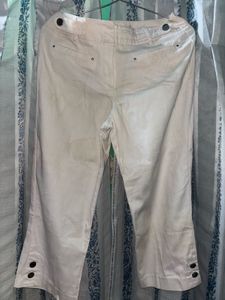 Cream Cropped Flare Pants