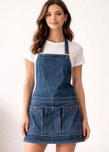 Denim Utility Halter Dress/ Apron
