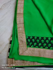 Synthetic Sari Used Hardly Twice No Blouse Pc
