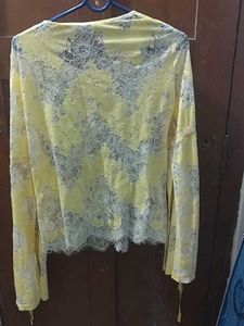 Yellow Lace Bell Sleeve Top
