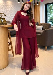 Elegant Maroon Kurta Set with Palazzo