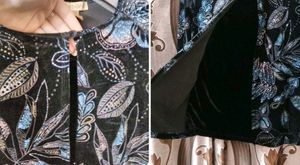 Shainy black and blue velvet top