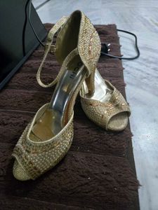 Embellished Gold Heels