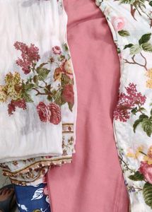 Floral Print Kurta with Pink Bottom