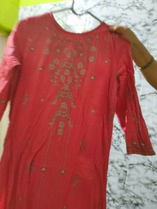 Embroidered Pink Kurta Dress