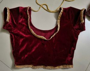 Maroon Velvet Embellished Blouse