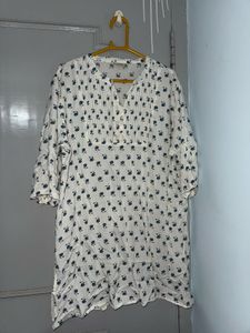 White Floral Print Kurti