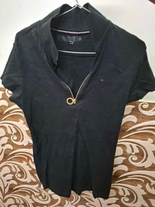 Tommy Hilfiger Black Zip Polo T-Shirt