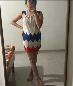 Trendy Sleeveless Zigzag Print Dress