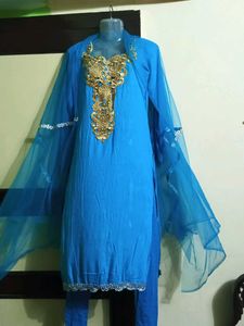 Blue &amp; Gold Embellished Tunic