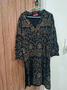 Printed Black Kurta