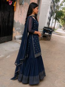 Stylish Navy Blue Kurta Set