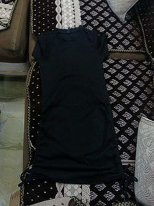 Chic Black Ruched Side Dress
